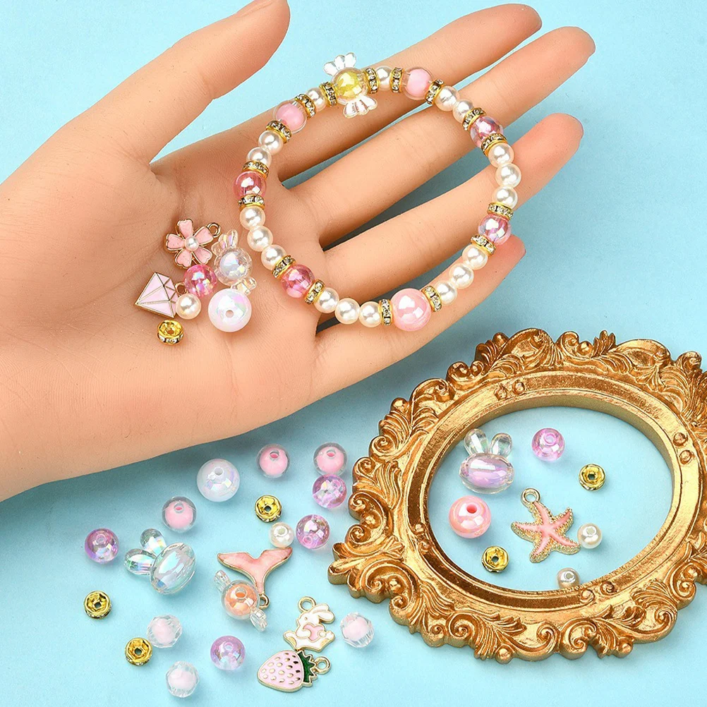 

1 set 1 Set Lightweight Acrylic Bead Pendant Jewelry Making Kit Diy Charms For Handmade Bracelet Hair Rope Beading Ornament Set