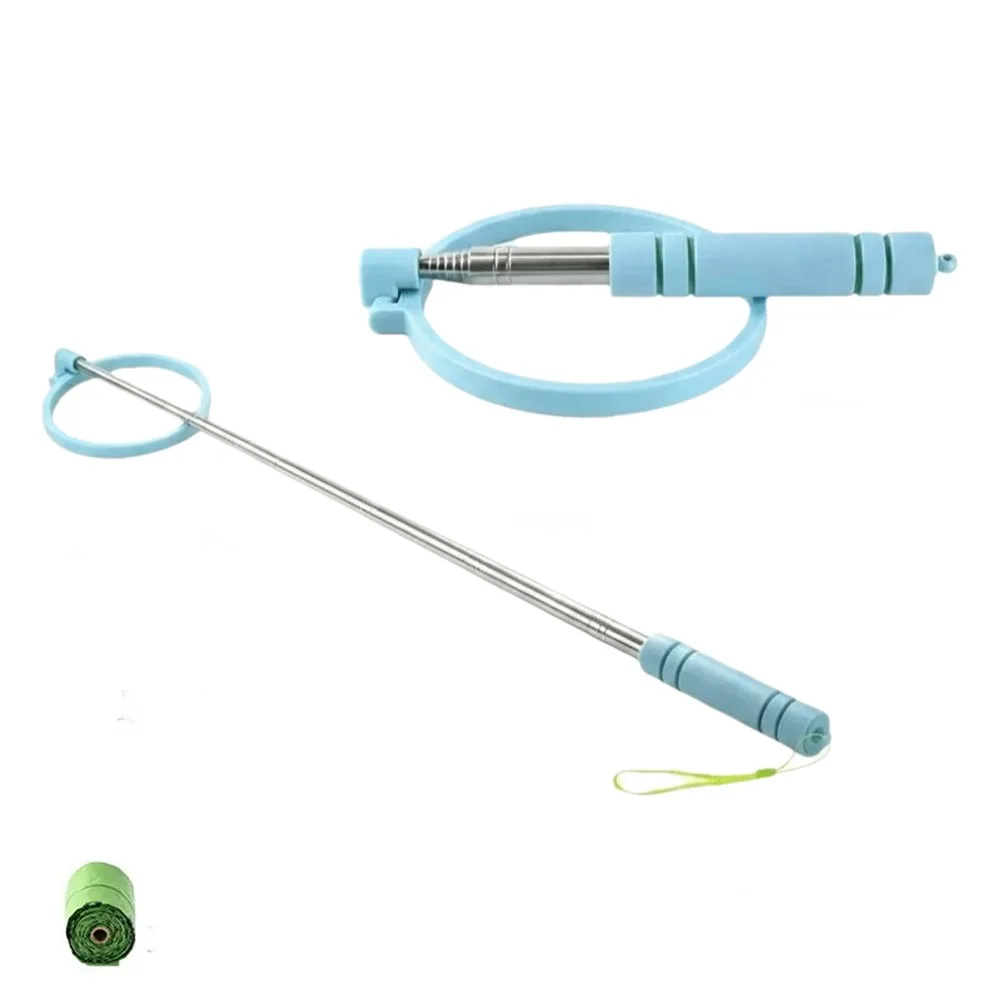 Retractable Dog Poop Scooper Long Handle Foldable Pet Waste Cleaner Non-Contact Scalable Dog Poop Catcher Dog Walking