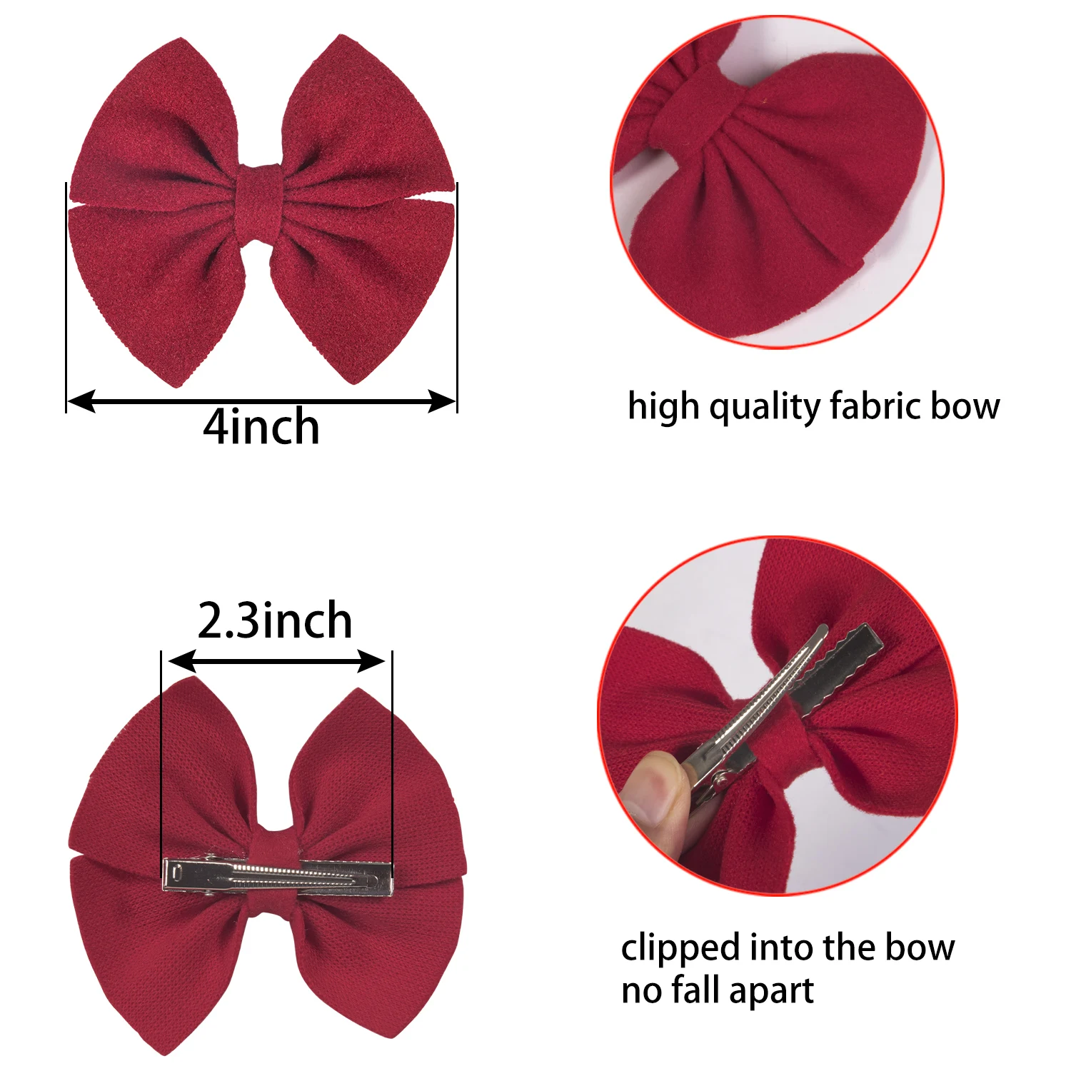 5pcs Woolen Hair Bows with Clips Girls Fabric Bows Hair Clips Hairpins Baby Kids Children Hair Accessories Set