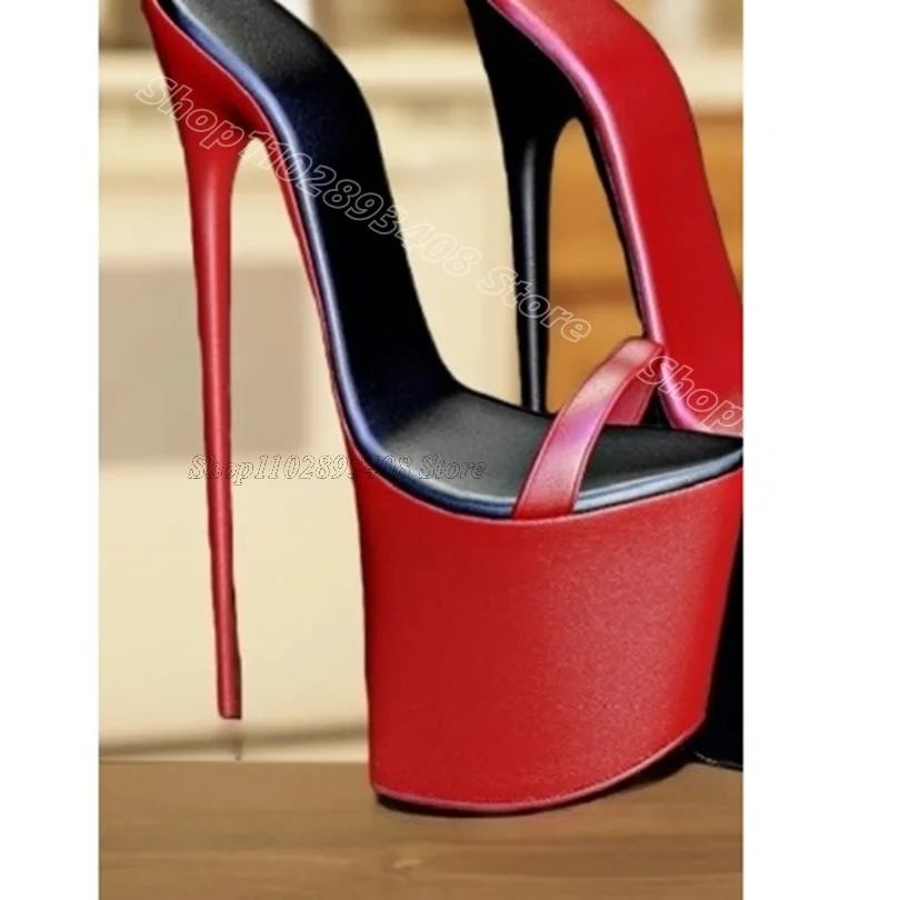 Red Platform Stiletto Sexy Slippers Open Toe Fashion British Style Design Women Dress Casual Slippers 2026 Zapatos Para Mujere