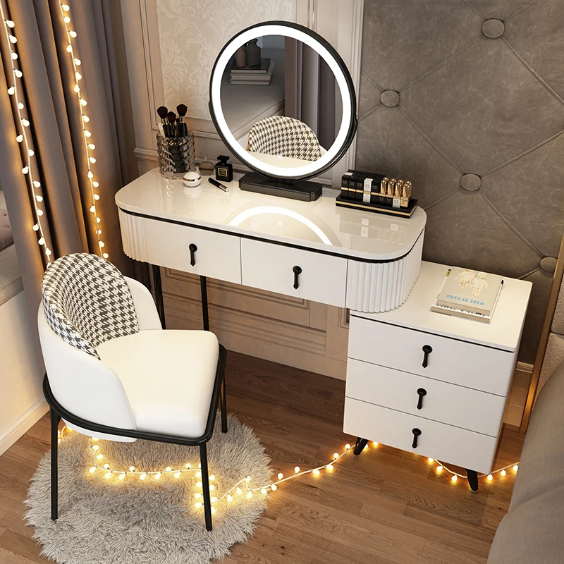 Nordic light luxury modern minimalist dressing table bedroom net red ins wind dressing table storage cabinet one vanity