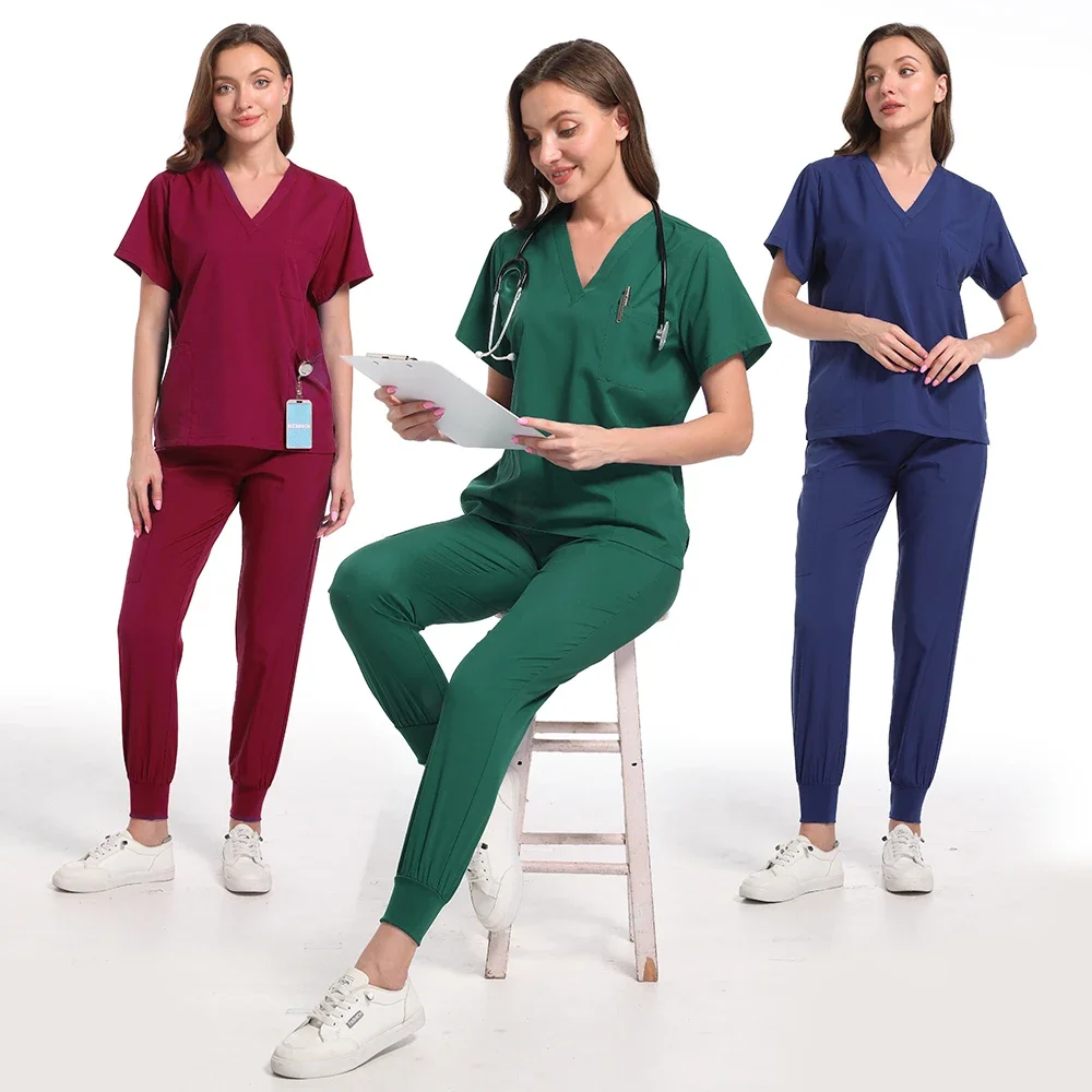 Unisex manga curta enfermeira uniforme, Medical Scrubs conjuntos, Multicolor, Hospital, Doutor, Workwear, Oral, Dental, Cirurgia