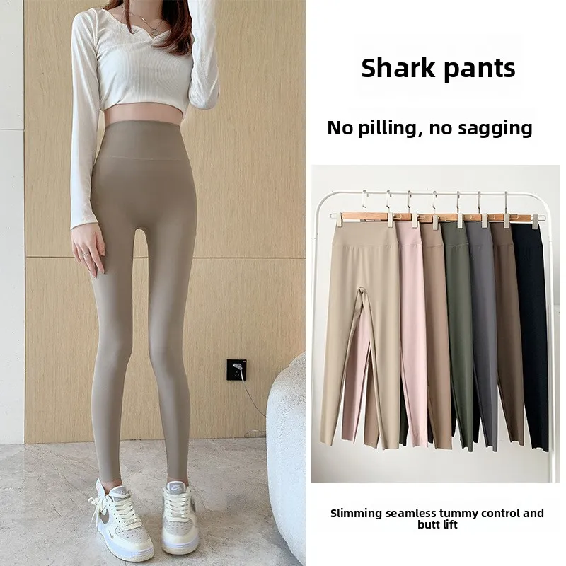 

High Waist plus Size Thin Yoga Pants Women's Slimming Fitn Sports orts Nylon Fabric Nine Points Pants Folded