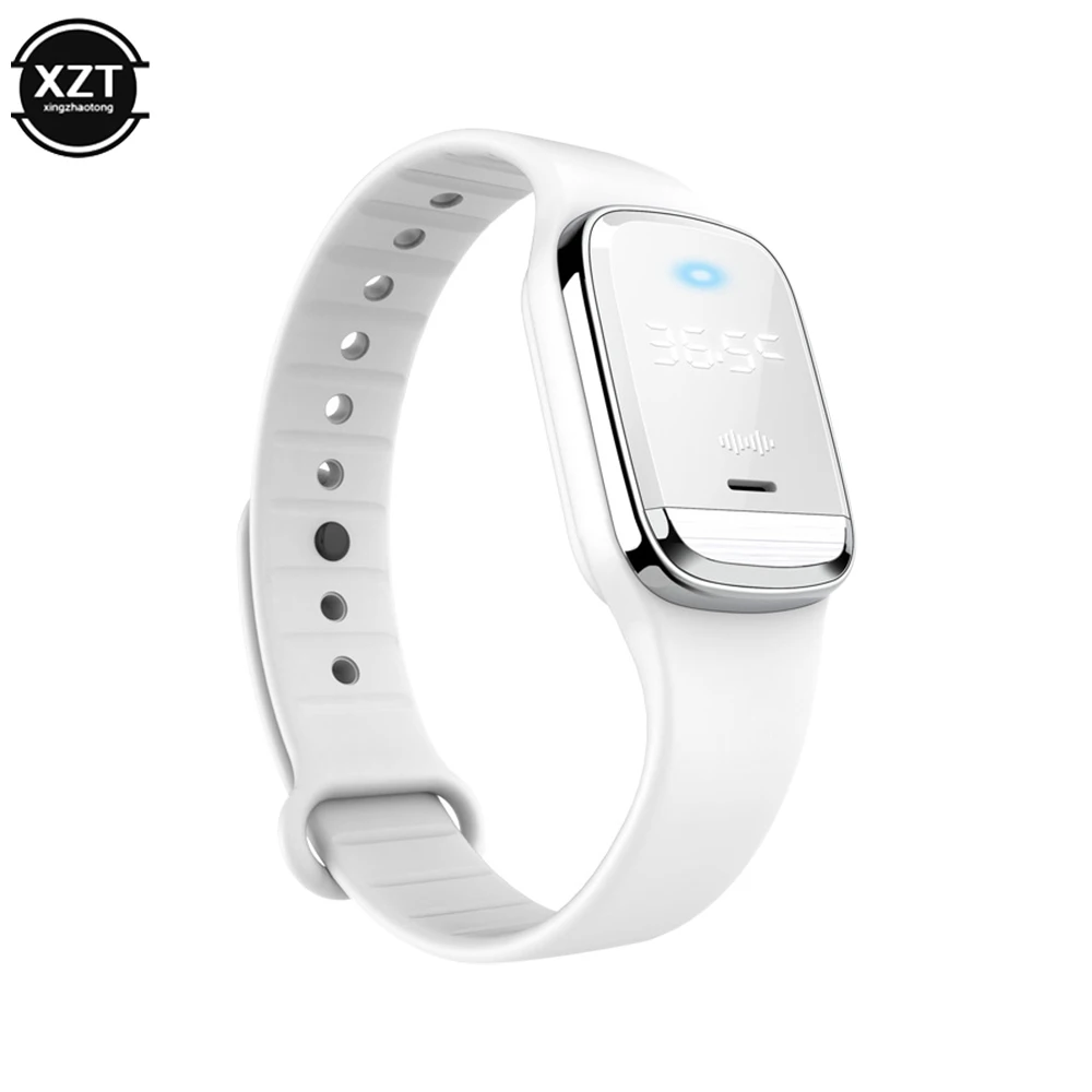 Pulsera ultrasónica repelente de mosquitos, Smartband con reloj, función de monitoreo de temperatura corporal, interior y exterior, Verano