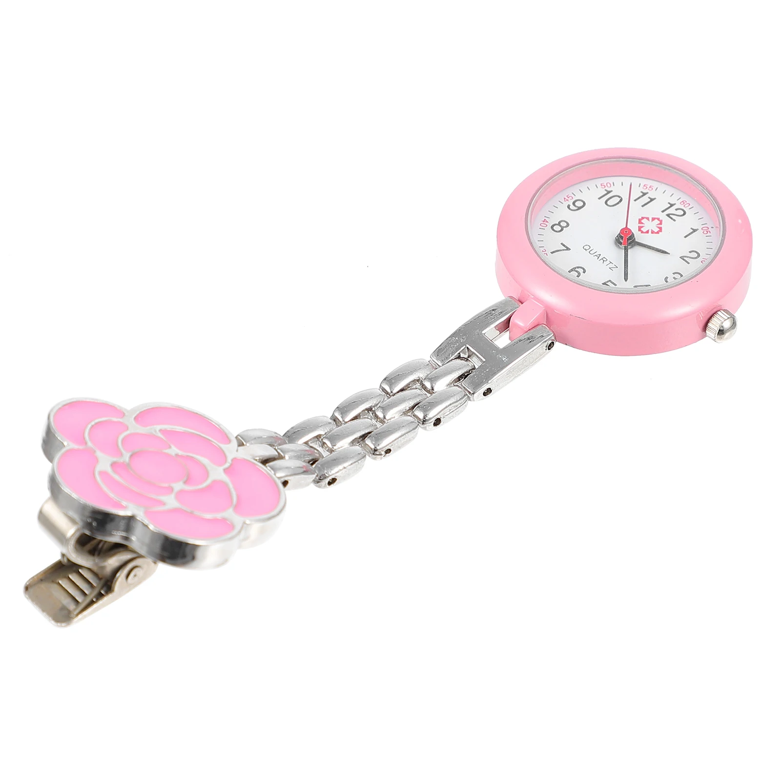 Accessori infermieristici Fiori Orologio da petto da infermiera Orologio da donna rosa con clip da bavero Orologio da tasca con movimento al quarzo appeso