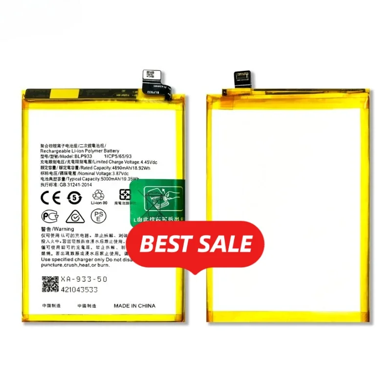 BLP933 for OPPO Realme 11 5G/K10 5G China/RMX3780 Phone Battery High Capacity Battery Replacement Bateria Grade A Cell with Tool