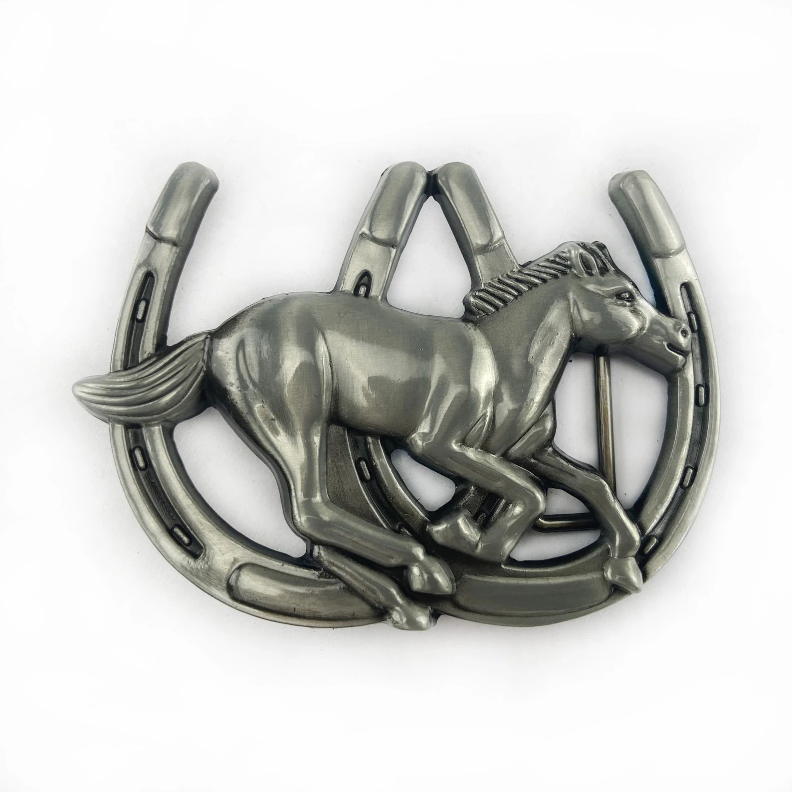 WesBuck Brand Horse and Horseshoe Metal Belt Buckle Handmade Homemade Belt Accessories Waistband DIY Western Cowboy Rock Style