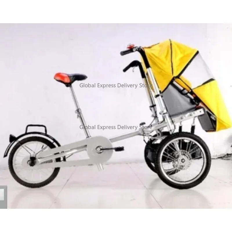 Passeggino pieghevole per bici mamma e bambino