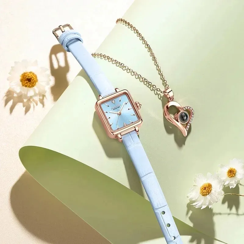 

Женские часы GUANQIN с квадратным маленьким циферблатом, простой модный оригинальный дизайн, кварцевый ремень, элегантные роскошные наручные часы