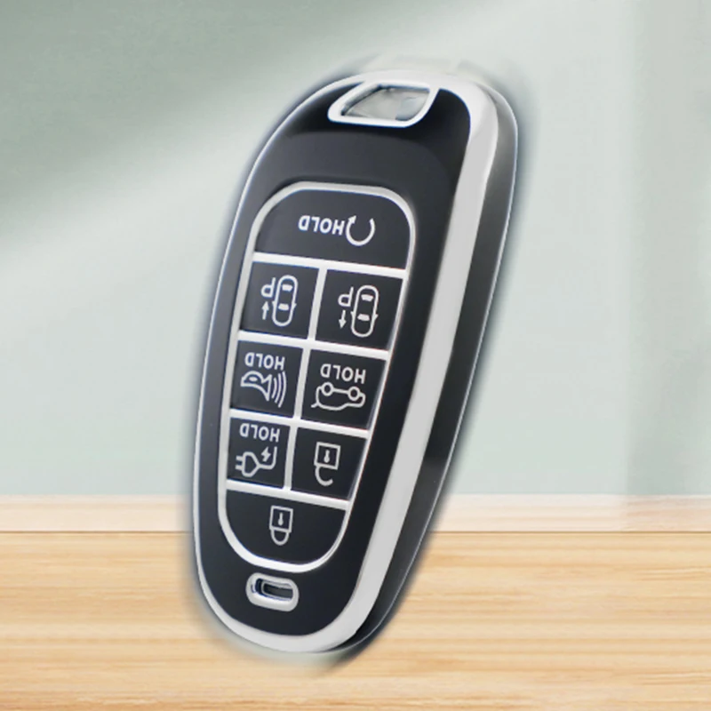 4/5/6/7/8 Tasten TPU Auto Schlüssel Abdeckung Auto Shell Fob Fall Schlüsselbund für Hyundai Santa Fe Tucson 2022 NEXO NX4 Atos Solaris Prime