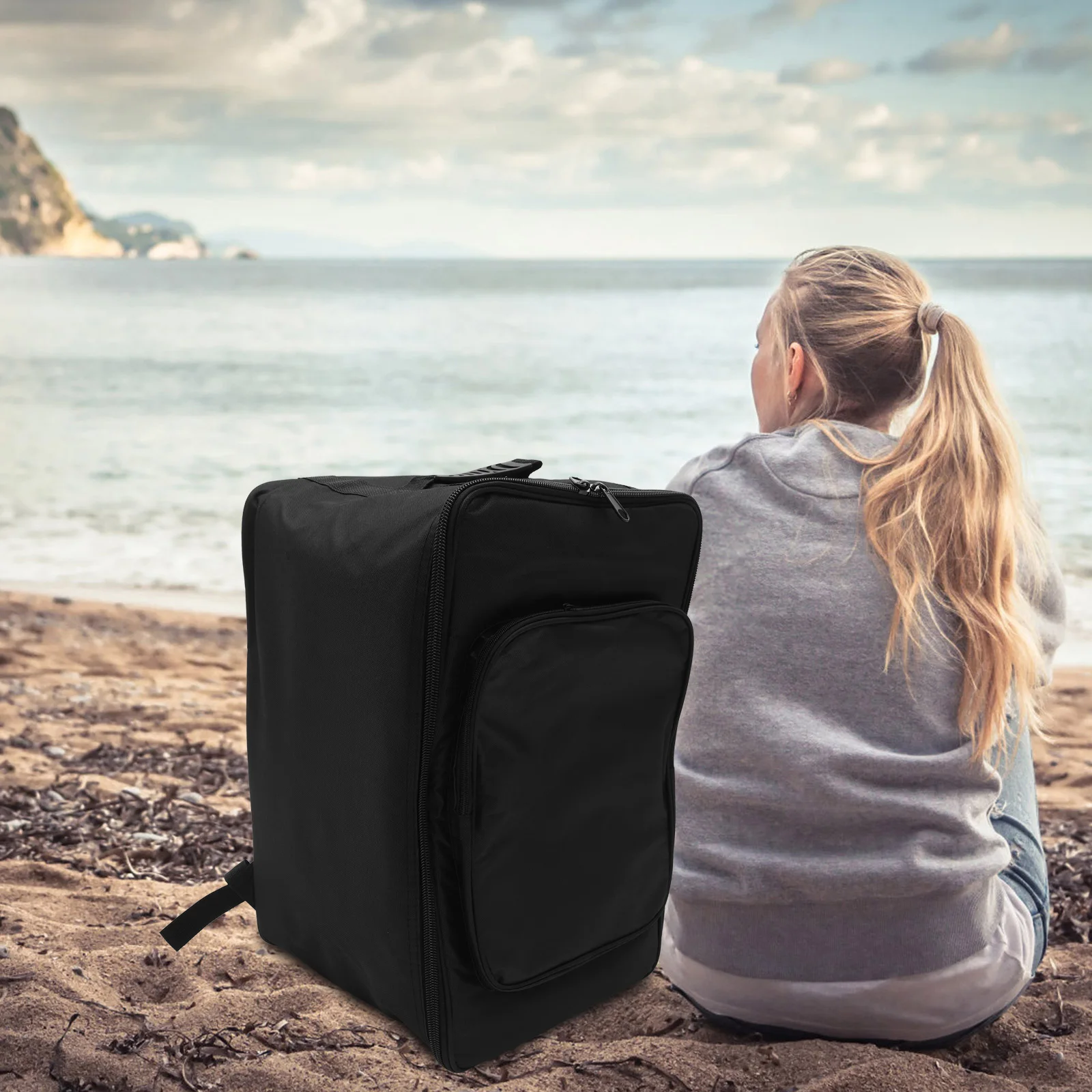 

1pc Drum Bag Box Bulge Back Instrument Storage Hand Percussion Rack Waterproof Music Equipment Oxford Cloth Black Portable Large