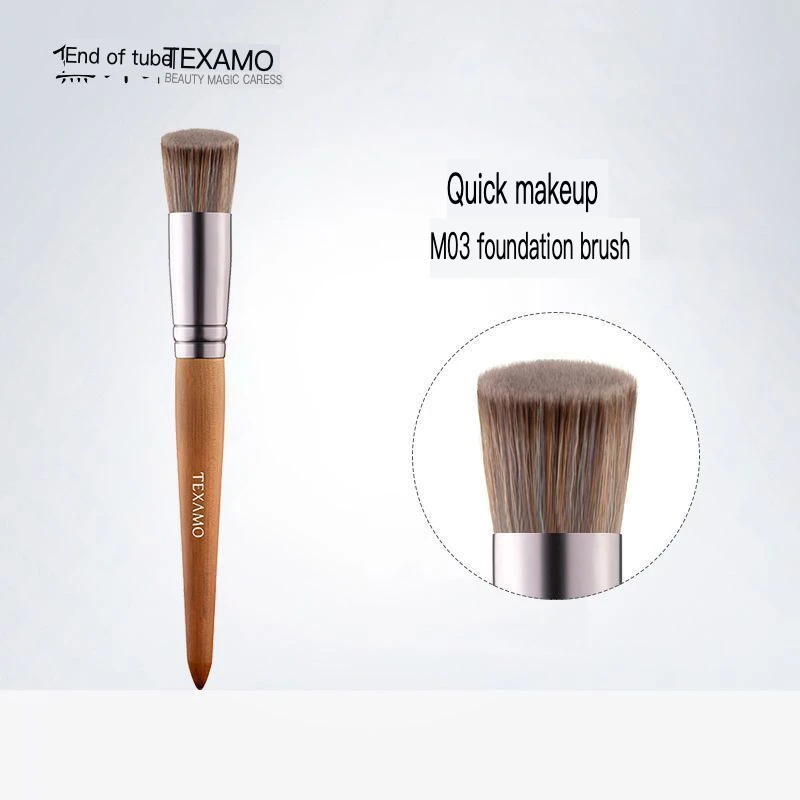 Texamo Daimo M03 Single Wood Color Series Makeup Brush Slanted Foundation Brush for BB Cream - Beauty Tools