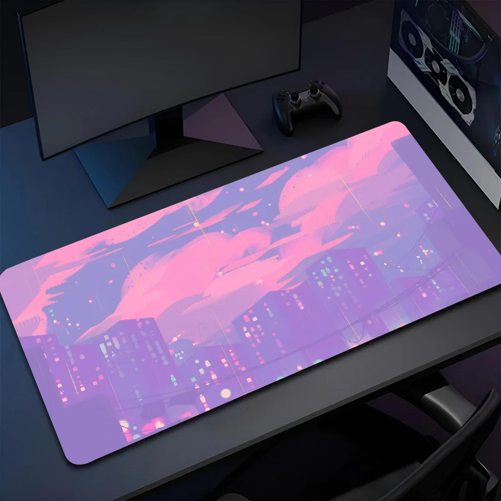 

1pc A-Anime Pink Landscaped Non-slip Mouse Pad Suitable For Office Computers Laptops E-sports Game Desk Mats XXL Keyboard