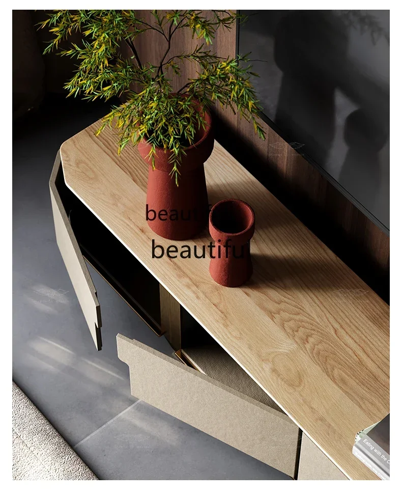 Italian Minimalist TV Cabinet Large Flat Living Room Home TV Cabinet Marble Coffee Table TV Cabinet