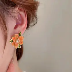 2 pieces of flower imitation pearl earrings and earrings, with a sweet, simple and fresh temperament. Women's fashion earrings,