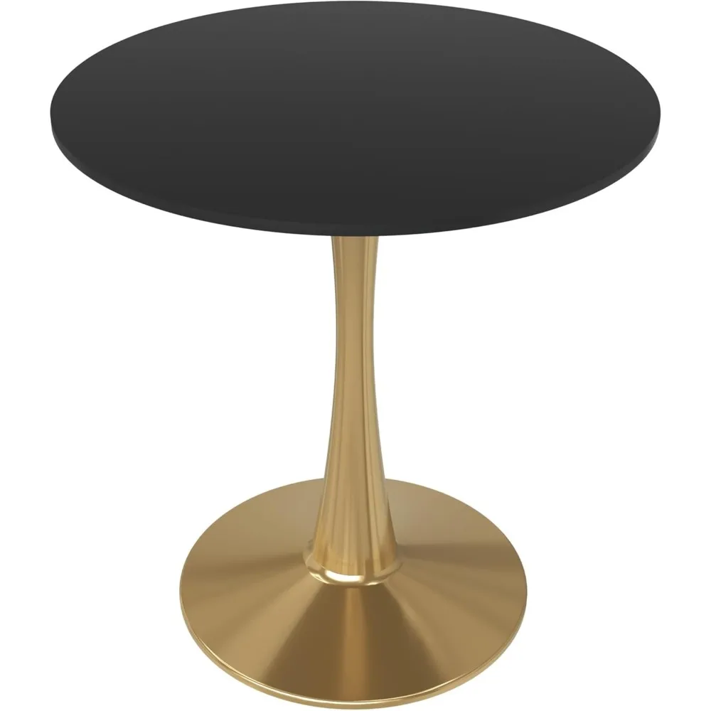 

Круглый обеденный стол LeisureMod Bristol 27 дюймов, современная верхняя часть из МДФ и золотое основание на подставке, акцентный стол, кафе середины века, кухня