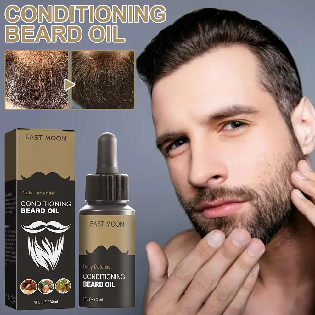 30ml Beard Oil Moisturizing Mustaches Conditioner Oil Shine Mustaches Beards Strengthens Soften Beard Nourishing Smooth J2H7