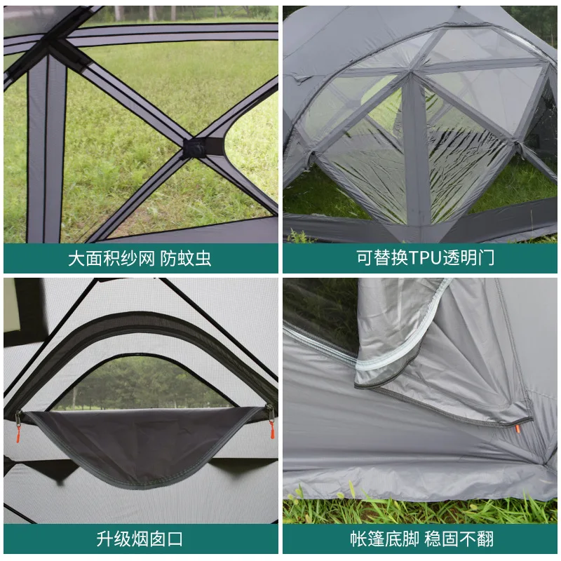 Manufacturer's octagonal single tent, field camping, mosquito-proof, quick-opening tent, vinyl octagonal folding round tent