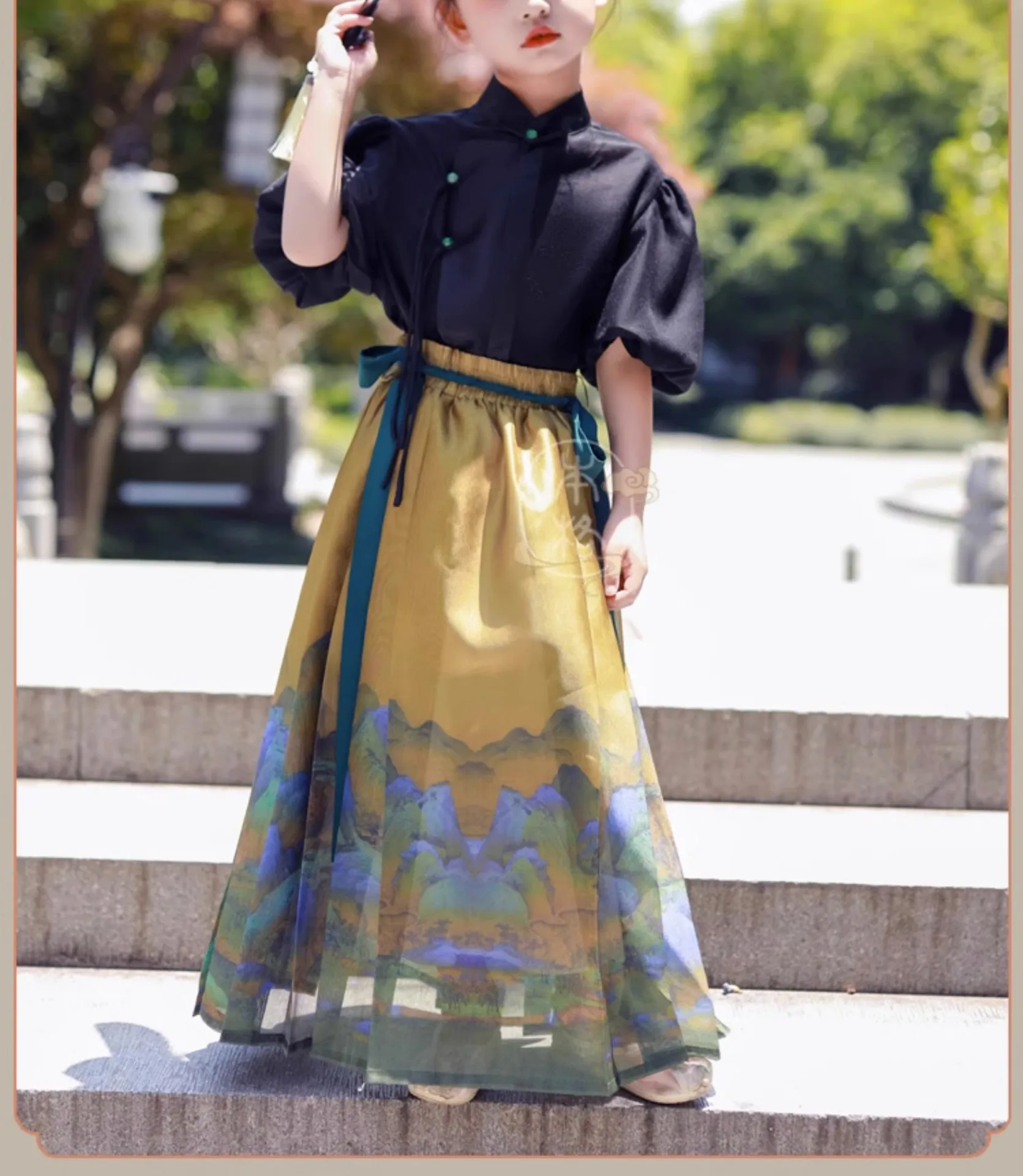 Origineel Meisje Hanfu Jurk Rok Chinese Stijl Vrouwen 2 Stuks Dagelijks Kostuum Set Mamianqun Ming Dynastie Paard Gezicht Rok Danskleding