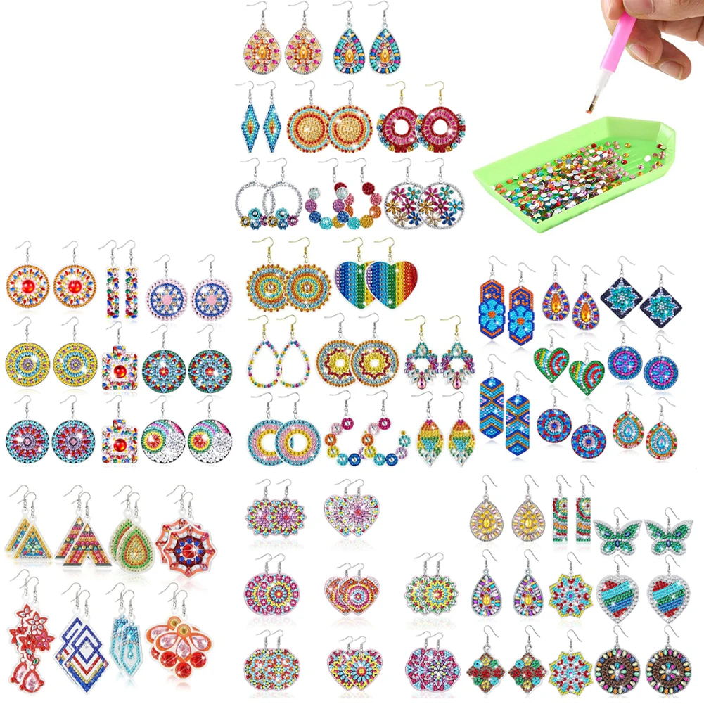 

Набор для самостоятельного изготовления сережек, двусторонняя алмазная живопись, стильные праздничные украшения для серёжек, 8 пар