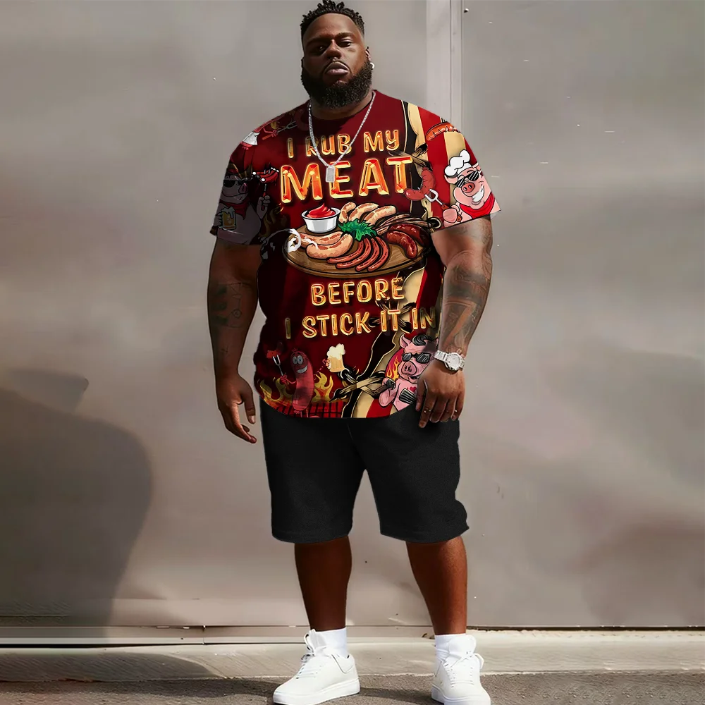 

Мужской комплект с короткими рукавами и короткими рукавами больших размеров S-9xl: Modern Playful — 2 предмета большого и высокого кроя, приятная для кожи ткань