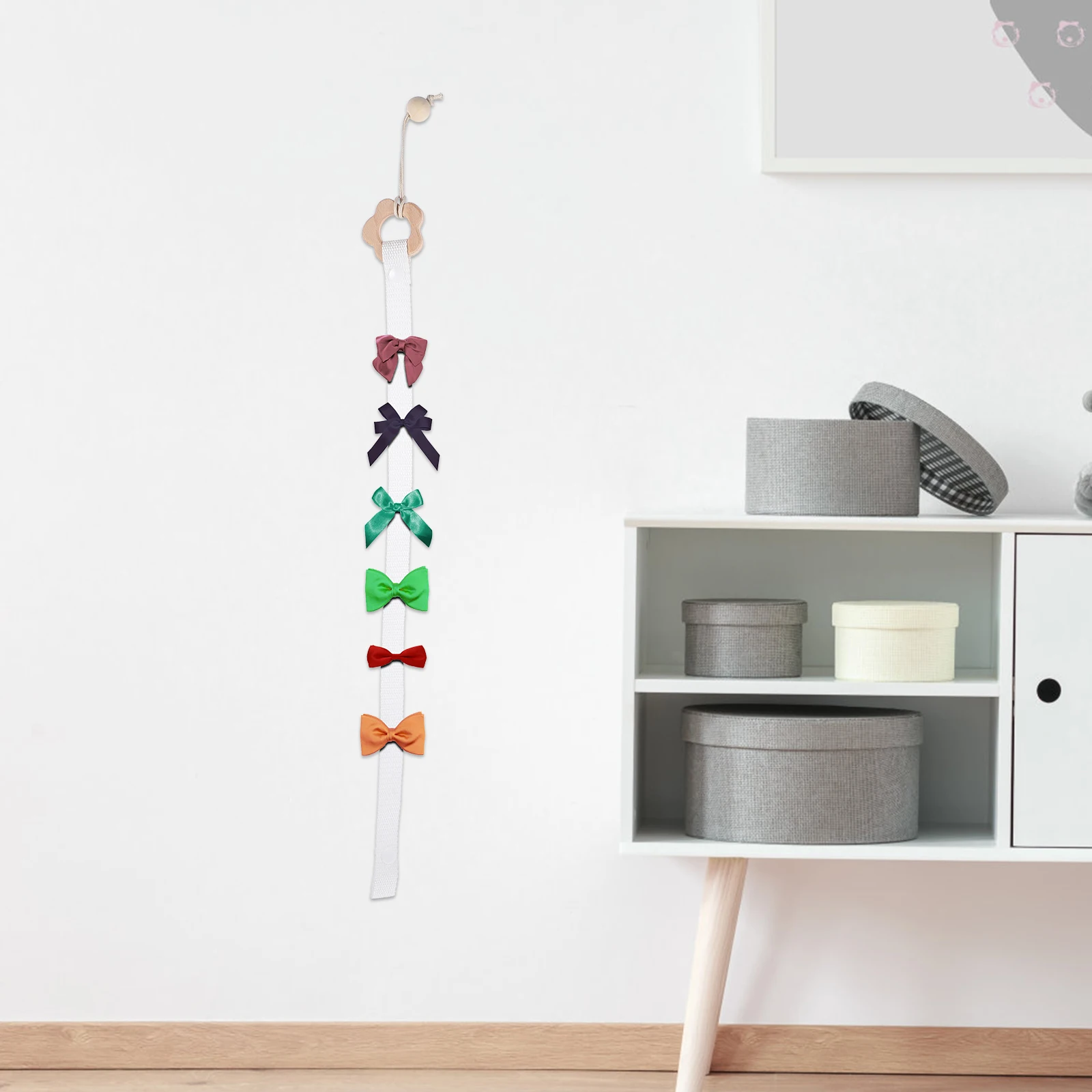 

Hair Clip Storage Hanger for Baby Girls Wall Mounted Organizer with Ribbon Decor Kids Room Decoration Hair Accessories Display