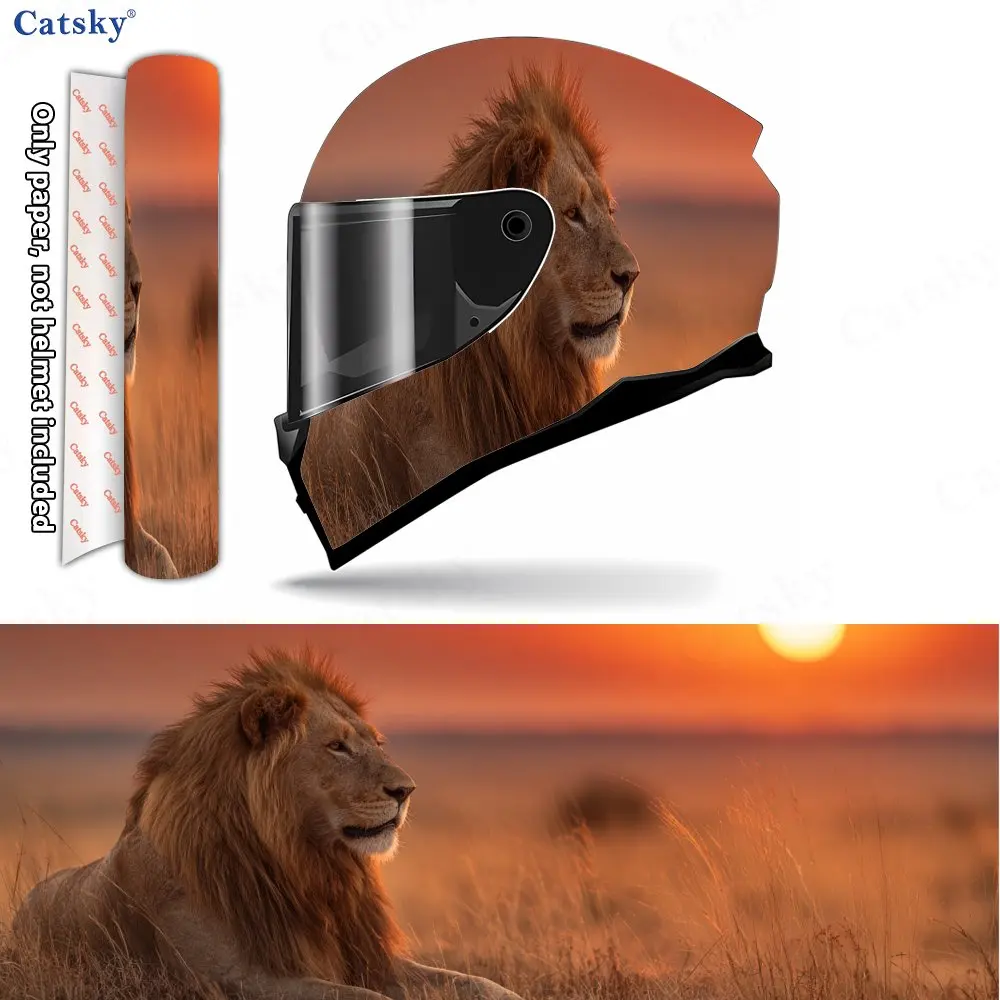 

Виниловые накидки на шлем Sunset Lion Wilderness, водонепроницаемые, устойчивые к царапинам наклейки на анфас, прочные украшения из ПВХ Protecti