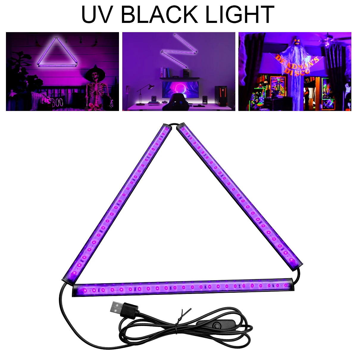 1/2/3 حزمة ضوء أسود للأشعة فوق البنفسجية LED أنبوب مصباح الأشعة فوق البنفسجية، تركيبات الإضاءة السوداء، ضوء خلفية جدار المرحلة. عيد الهالوين، حفلة عيد ميلاد.