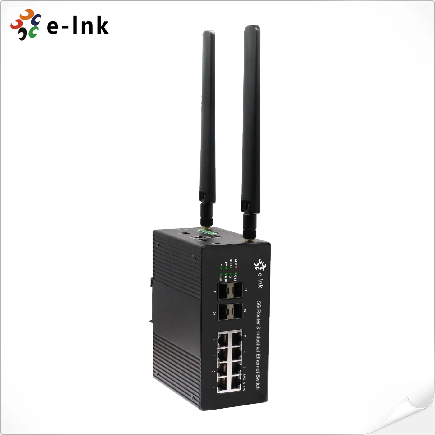 Industrial Ethernet Switch With 5G Router 8 X 10/100/1000M Gigabit RJ45 to 4 X 1.25G SFP and 1 X 5G Uplink