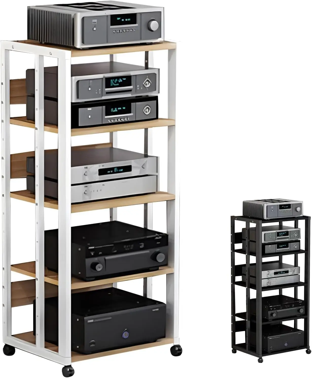 Media Stand, Stereo Audio Rack Stand, Media Cabinet, CD Rack Entertainment Stereo Component Organizer for Home, Office and Theat