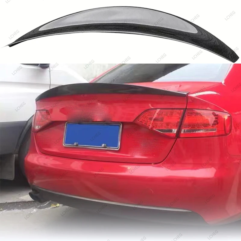 For Audi A4 B8 4 Door Sedan HK Style High Quality Carbon Fiber Rear Wing Roof Rear Box Decorated Spoiler  2009 2010 2011 2012