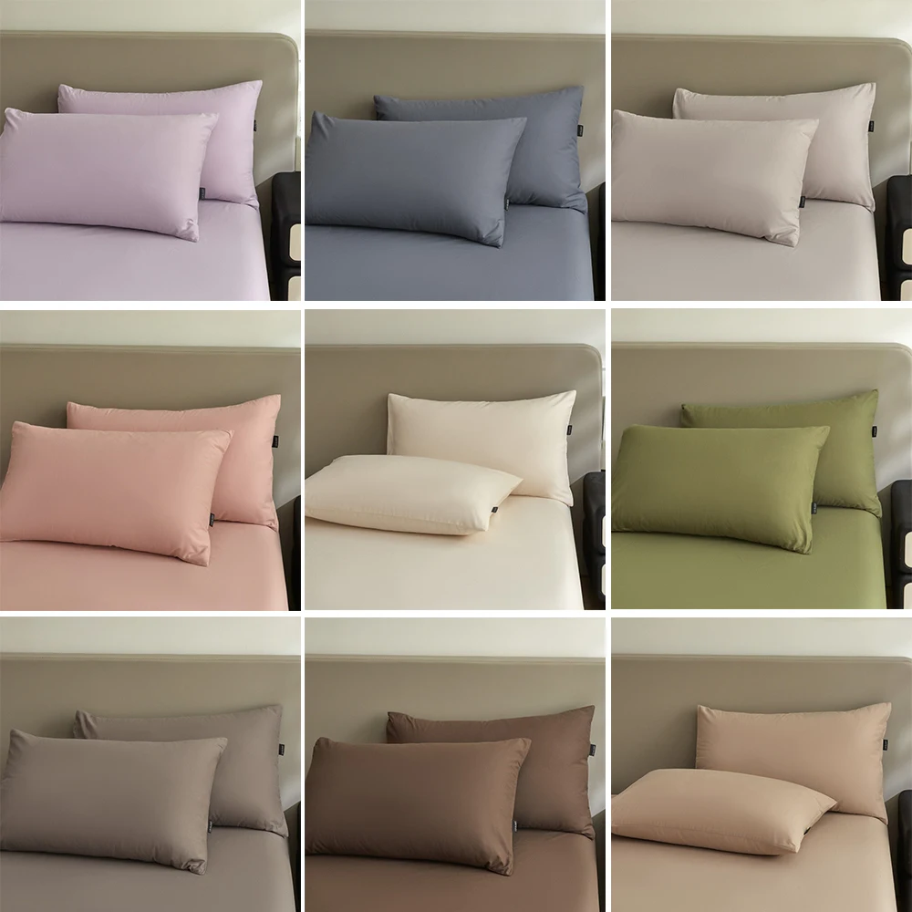 

Pillowcase Solid Color Comfortable Pillow Cover for Bed Home Soft Breathable Pillowcase 48x74cm 100% Cotton White Purple Beige