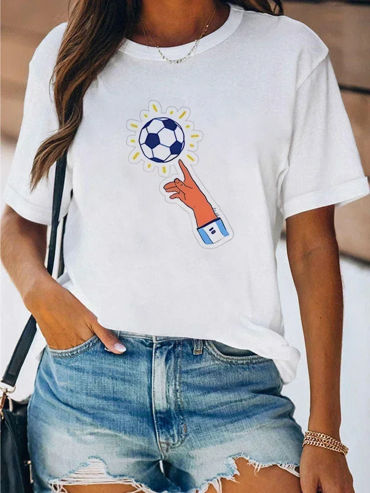 2024World Football Women's T-Shirt Short Sleeve Argentina Shirts Clothes Women Female Summer Clothing Ladies Print Graphic Tee view 2