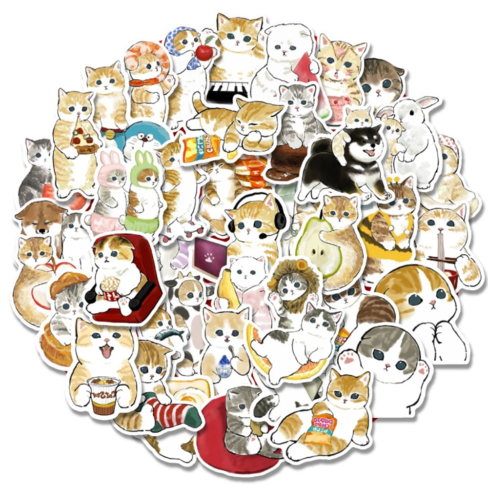 10/30/50PCS Kawaii Cartoon Cat Stickers Funny Cute Decals Decoration For Kids DIY Toys Phone Stationary Guitar Suitcase Sticker