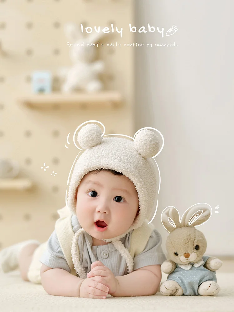 

Cute Babies Clothes Crochet Bear Hat Knitted Overalls Short Sleeve Socks 4pcs/Set Photography Outfits Bunny Dolls Shooting Props