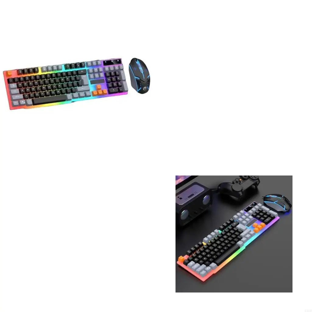 LED retroiluminado gran tamaño USB USB Mecánica Multimedia PC Juegos PC teclado combinado del mouse Combo oficina