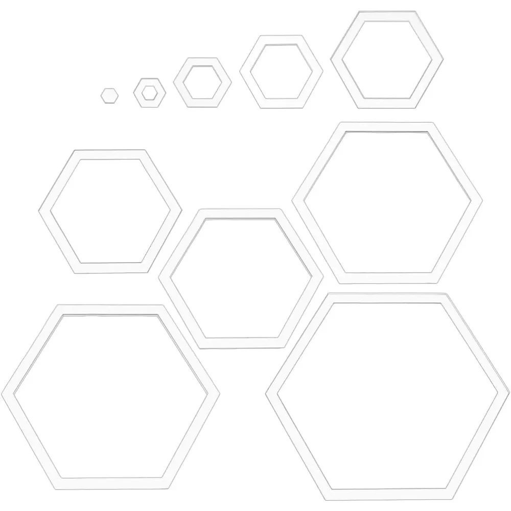 10 Sizes Hexagon Quilting Template Acrylic Intricate Sewing Machine Ruler Transparent Pressure Plate Router Template