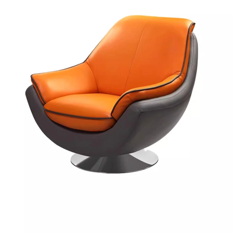 

Light Luxury Modern Leather Single Sofa with Swivel Chair Casual Minimalist