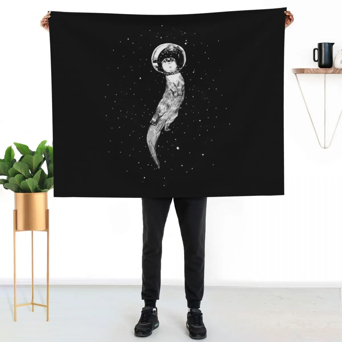 

Drifting in Otter Space (best for color) Throw Blanket Warm Flannel Blanket for Couch Chair Bedroom
