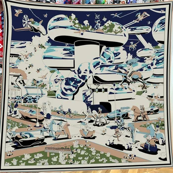 بوبينغ-وشاح مربعًا بطباعة تقنية للنساء للمدينة ، لفافات كاشميشية ، باندانا يدوية ، فولارد للإناث ، كاشميري ، * * * *