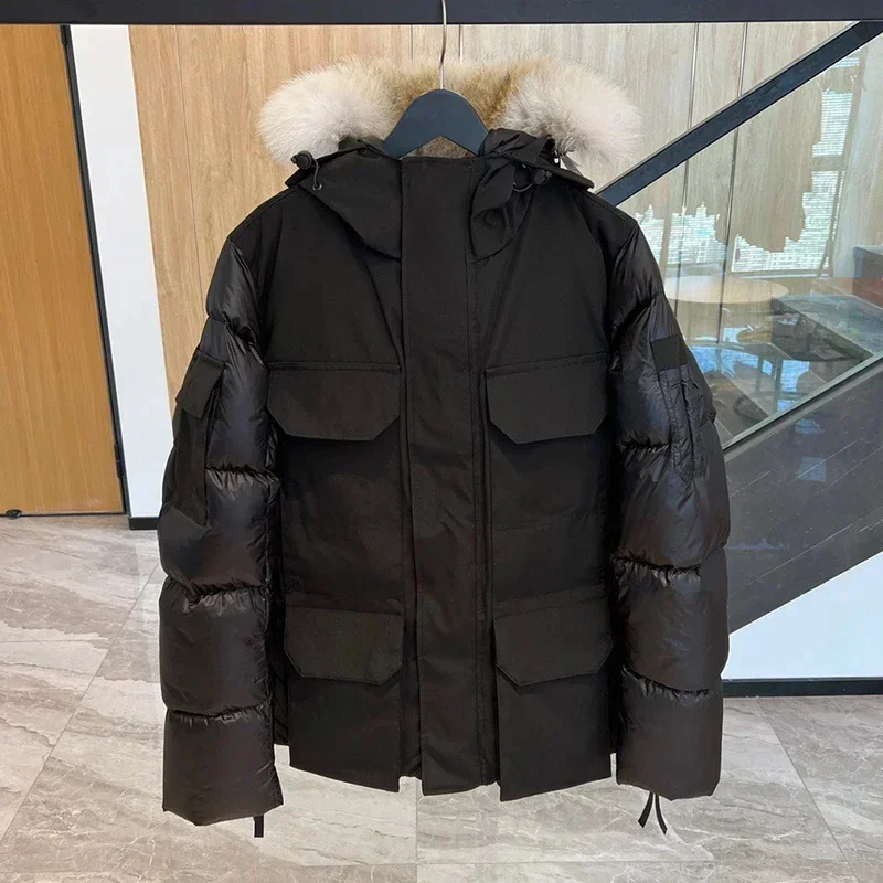 New 2024 Safari Style Men's Jacket Winter Outdoor Sports Hooded Down Top-Grade Goose Thickened Men Coats