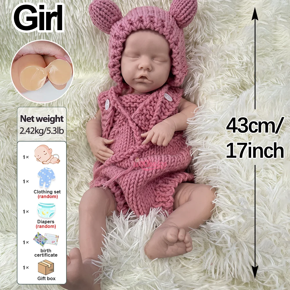 未塗装のシリコーン生まれ変わった赤ちゃんの人形、スペインの形、超ソフト、cuddly marshmallow、人工加重の女の子のカール、43cm