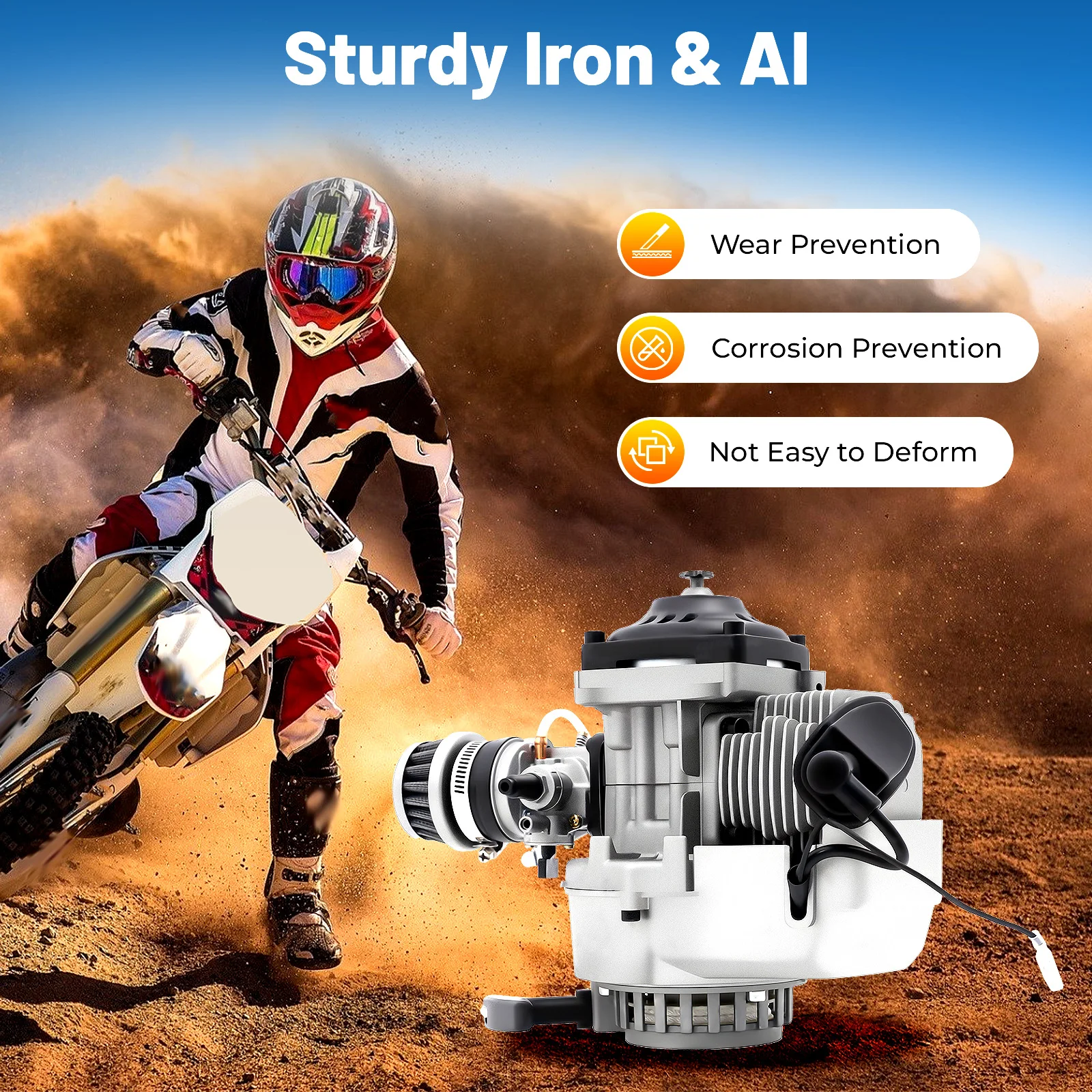 

49cc Mini Motorbike Engine 2-Stroke Motor Hand Pull Starter Engine Single Cylinder Motor Air-Cooled Complete Engine Kit