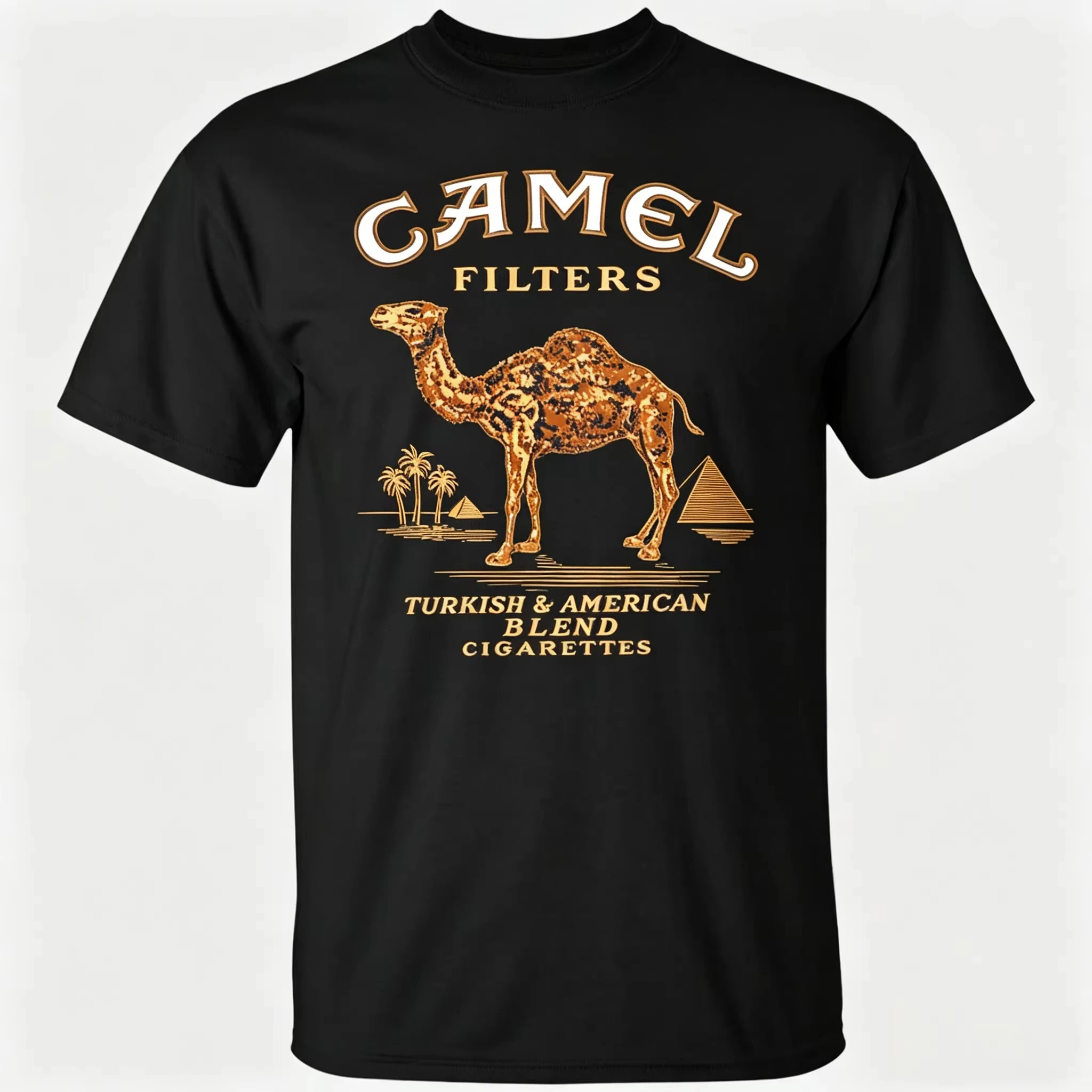 Camel Cigarette Pyramid Klassisches Grafik-Baumwoll-T-Shirt 2026 Neuer Stil Tough Guy Herren- und Damenmode Streetwear T-Shirt – Detail 4