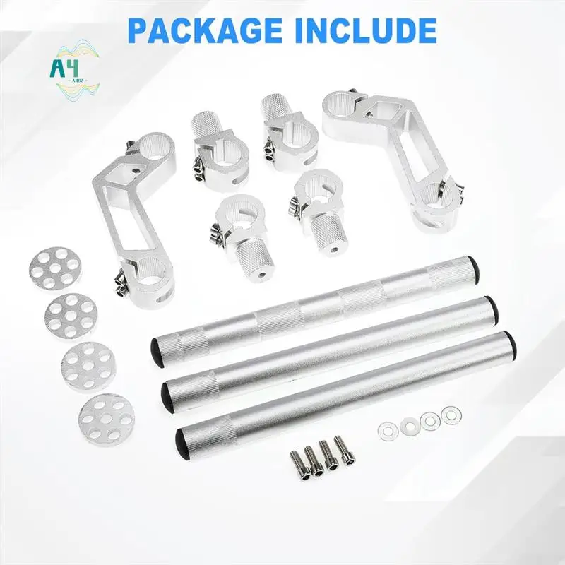 

A40Z-Adjustable Motorcycle Handlebars Handle Bar, Detachable Steering Hangers Handle Bars System For 125Cc Scooter Silver