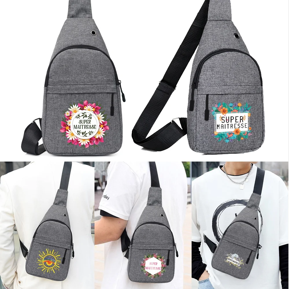 

Chest Bags Men Outdoor Sports Crossbody Bag Casual Canvas Shoulder Pack Organizer Pouch Women's Messenger Packet Maitresse Print