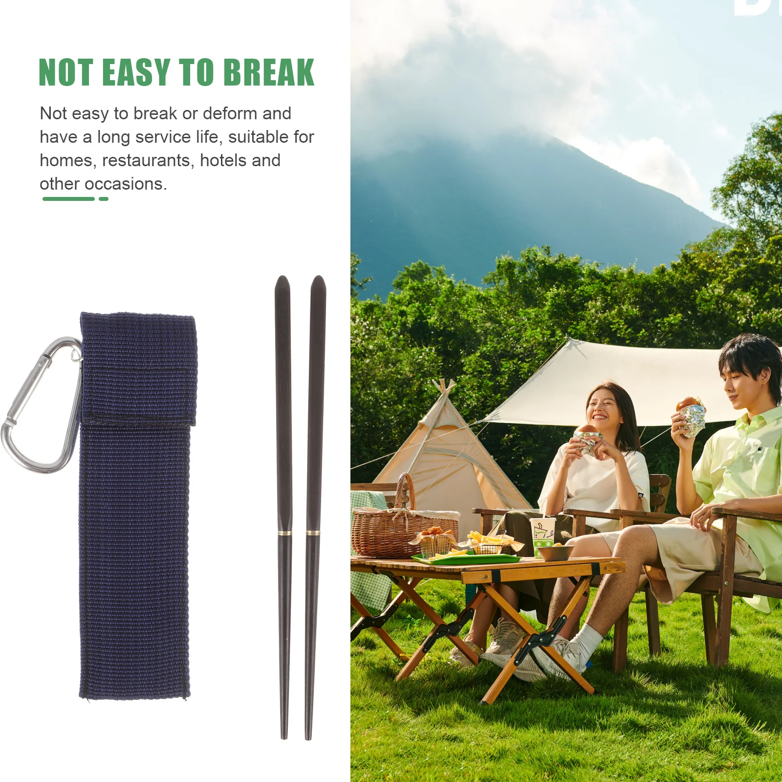 

1 Pair Reusable Portable Chopsticks Foldable Camping Chopsticks Detachable Design Durable Wood Metal Easy Clean Travel Outdoor