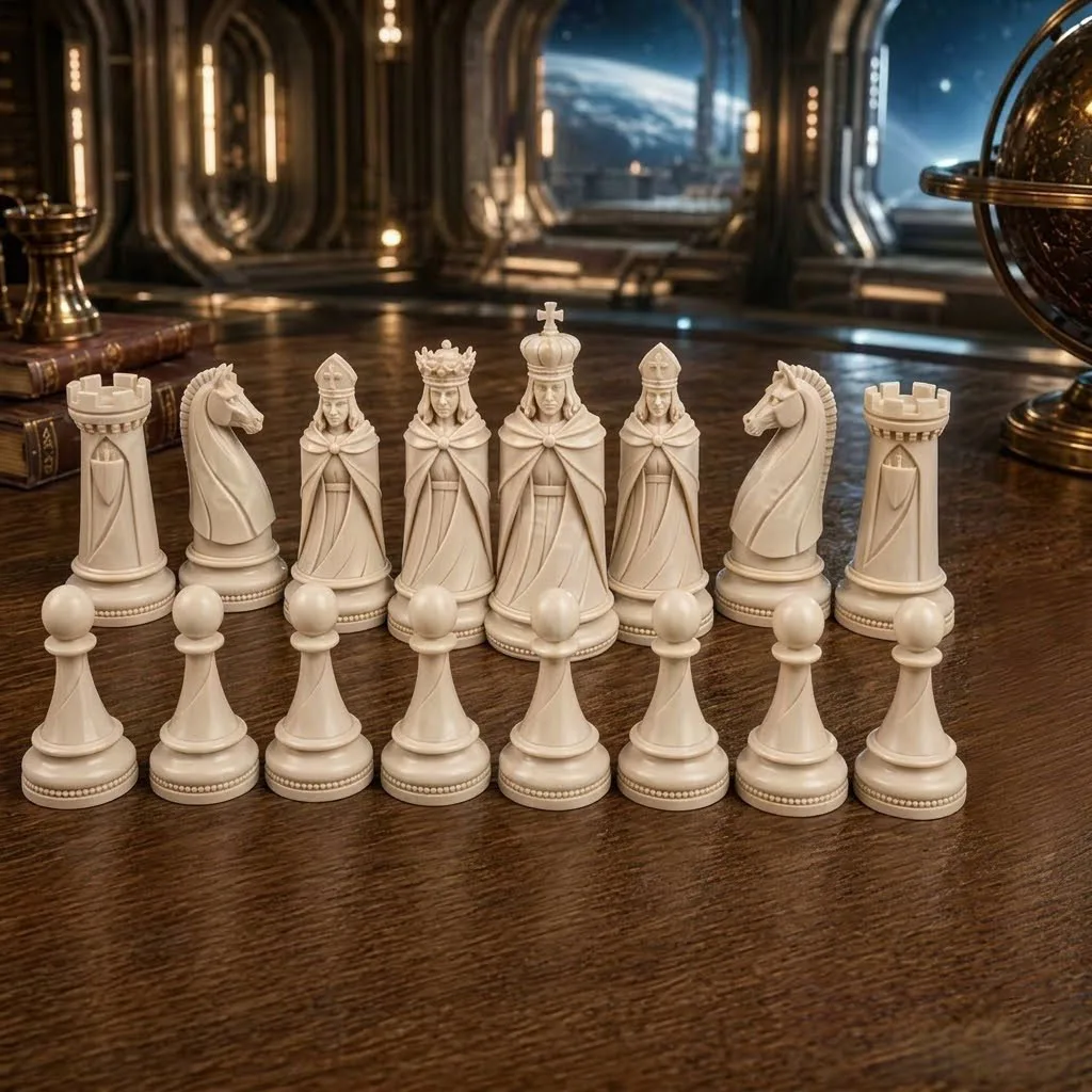 16 Pcs Medieval Retro Chess Pieces Royal Court Style, Collectible Desktop Decor