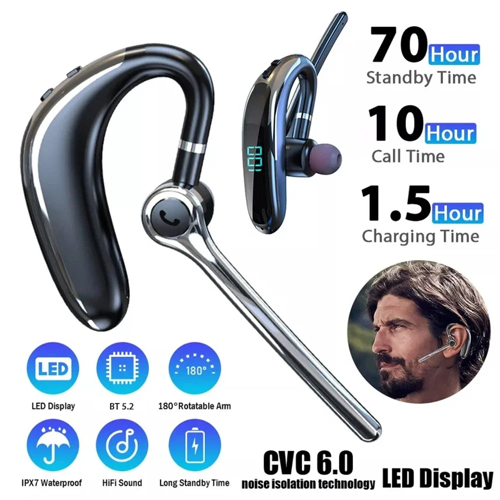 Wireless Headphones With Dual Microphone V5.3 Bluetooth Earphone ENC Noise Cancelling Hands-free Busines Headset For Driving