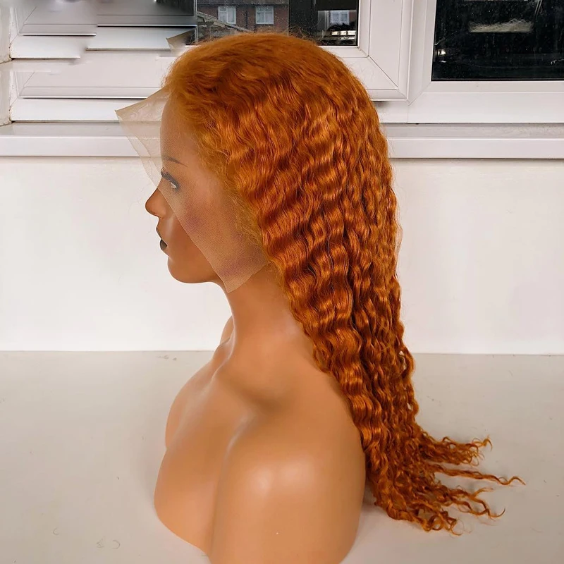 Soft 180Density 26'' Long Ginger Orange Kinky Curly Lace Front Wig For Women With Baby Hair Heat Fiber Preplucked Daily Glueless